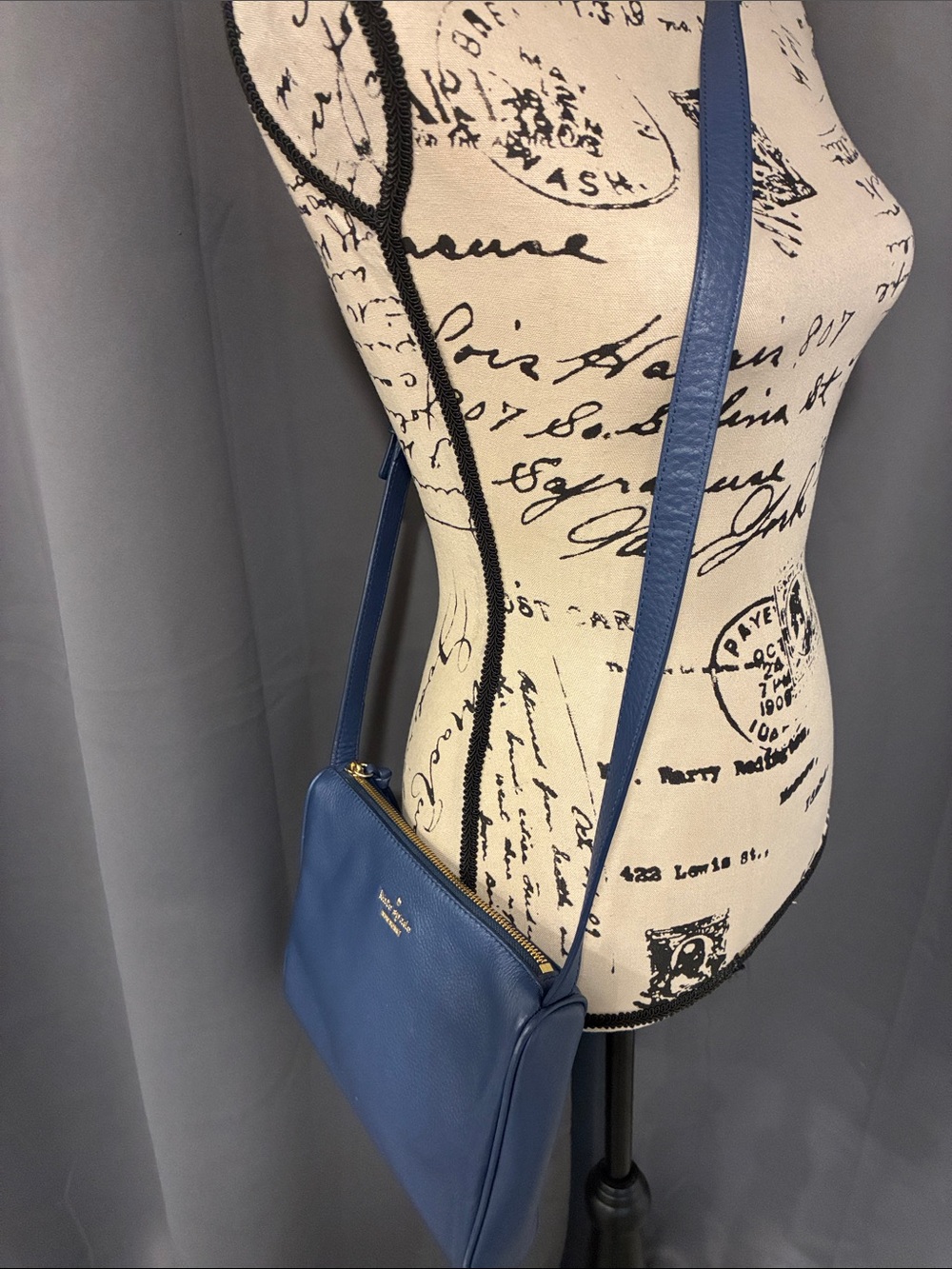 kate spade blue leather crossbody purse - Picture 3 of 12